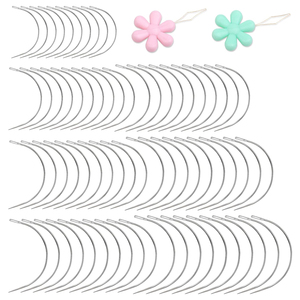 C-Type Curved Hair Extension <b>Needles</b> Set with Flower Loop <b>Threaders</b> High Strength Weft Sewing Tools for Salon Supply - Product Image 1