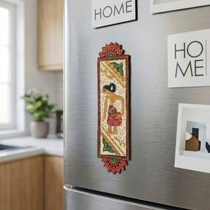 Handcrafted Indonesian Wayang Kulit Brown Frame Leather Fridge Magnet Traditional Cultural Souvenir Refrigerator Home Decor Acce - Product Image 6