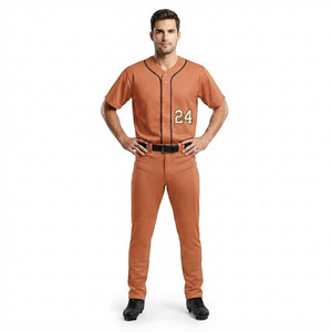 Fournisseur d'uniformes de baseball professionnels personnalisés, imprimés, respirants, anti-humidité, avec design de passepoil, pour hommes, vêtements de sport de compétition, 100% - Product Image 6