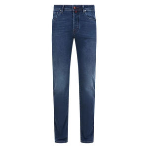 Jeans slim fit à jambe droite personnalisés pour hommes, pantalon en denim slim fit, couleur unie, poches zippées, jeans décontractés pour hommes - Product Image 2