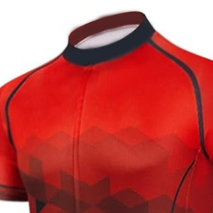 Ensemble de maillot de cyclisme pour hommes, imprimé géométrique, manches courtes, rouge et noir, coupe sport d'été - Product Image 5