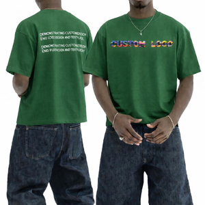 เสื้อยืดทรงครอปทรงบ็อกซี่สำหรับผู้ชาย |   เสื้อครอปโอเวอร์ไซส์ทรงหลวมไหล่ตก ผ้าฝ้าย 100% |   เสื้อผ้าสตรีทแวร์แบบเรียบง่าย |   ขายส่ง OEM - Product Image 6