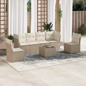 Conjunto de Sofá de Jardín de Ratán Sintético Beige con Patas Ajustables, Muebles de Exterior Cómodos con Diseño Elegante - Product Image 1