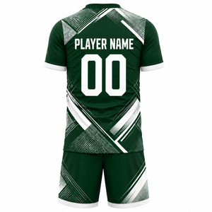 Athletic 2-Piece Set Men Solid Color <b>Soccer</b> Kit Printed Football Jersey Shorts Team Uniform Training Suit 100% Polyester Elastic - Product Image 2