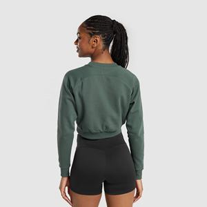 Sudadera Corta de Invierno Personalizada para Mujer, Tejida, 100% Algodón, Transpirable, de Manga Larga, Estilo Urbano - Product Image 2