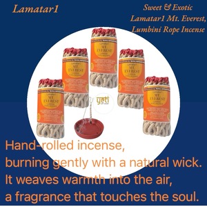Lamatar1 hecho a mano Nepal Lumbini cuerda de sándalo juego de incienso 4 Yoga meditación espiritual compañero quema suavemente Natural Lokta - Product Image 6
