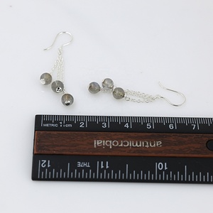 Natural Labradorite Gemstone Drop <b>Earrings</b> 925 Sterling <b>Silver</b> Chain Tassel Dangle <b>Earrings</b> Handmade Jewelry for Women - Product Image 3