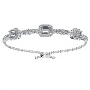 Emerald Echo Diamond <b>Adjustable</b> <b>Bracelet</b> 4.003 Carats 87 Stones 9k 14k 18k Yellow Rose White Gold Luxury Emerald Cut 87 Pcs - Product Image 1