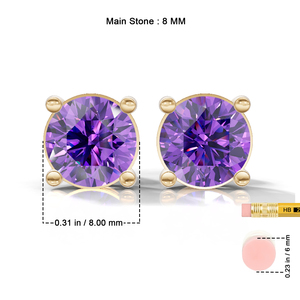 Pendientes de Amatista con Corte Brillante Natural, Plata de Ley 925, Joyería Clásica para Mujer, para Fiestas, Aniversarios y Regalos - Product Image 6