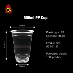 QUANG QUAN, venta al por mayor, vasos desechables de plástico PP, vasos transparentes de una sola pared de 95mm para batidos de té de la leche y postres - Product Image 5