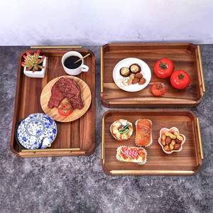 Rustic Ottoman Tray Decorative Tray with Nesting Stacking Design Wood Serving Tray with Handles for Kitchen Counter - Product Image 6
