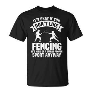 Fencing T-<b>Shirt</b> <b>Black</b> Unisex Adult Short Sleeve Crew Neck <b>Silk</b> Screen Printing Sports And Games Design - Product Image 1