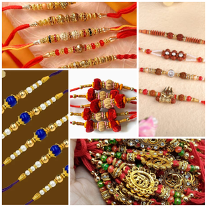 Ensemble cadeau Rakhi tendance en polyester indien traditionnel, orné de pierres multicolores, pour frères et sœurs (Bhabhi) |   Vente en gros de bijoux d'amitié de créateurs - Product Image 5