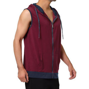 Men's Solid Color Hooded Sleeveless Vest Knitted Casual Summer Wear Regular Fit Men <b>Workout</b> Sleeveless <b>Hoodie</b> - Product Image 3
