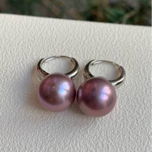 Pendientes de Plata de Ley S925 de 10-11 mm con Perlas Redondas Naturales Casi Impecables, Regalo de Cumpleaños - Product Image 3