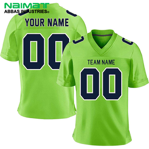 Premium Custom Sublimation Lime Green American Football Jersey Breathable Mesh Training Athletic Game Shirt For Team Wear - Product Image 1