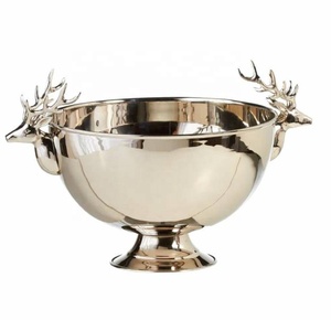 Venta caliente de plata ciervo enfriador de vino herramientas de barra de Metal DE LA India cubo de hielo redondo soporte de botella de aluminio enfriador de champán - Product Image 1