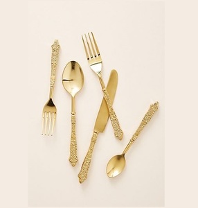 ชุดช้อนส้อมสแตนเลสขัดเงาแบบมีด้ามจับประดับลูกปัดสีทองทันสมัยปี 2026 - Product Image 3