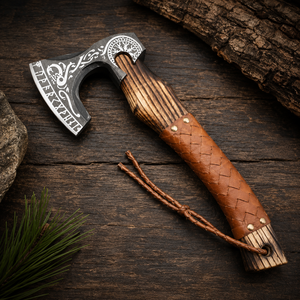 Hache viking artisanale sur mesure – Hache barbue de 22 pouces, lame en acier forgé, manche en bois de frêne, cadeau viking rustique - Product Image 1