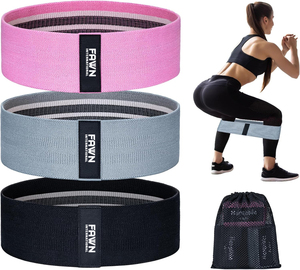 Fawn International Yoga Fitness - Juego de 3 Bandas de Resistencia Elásticas de Látex para Cadera, Antideslizantes y Portátiles, para Ejercicios de Piernas - Product Image 1