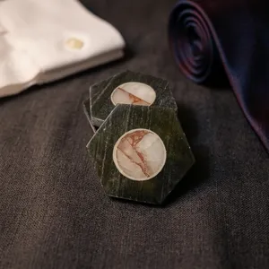 Natural Stone Marble Hexagon <b>Coaster</b> Set Handmade Decorative <b>Drink</b> <b>Coasters</b> for Coffee Table Home Dining Restaurant Bar Hotel - Product Image 3