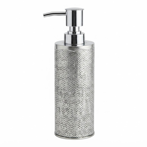 Distributeur de savon liquide de luxe doré avec flacon de savon en métal rayé pour hôtels modernes et ensembles de salle de bain - Product Image 4