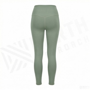 High Waist Full Length Seamless Leggings Solid Color Knitted Stretch Women's Yoga Pants All Seasons Basic Style <b>Green</b> - Product Image 2