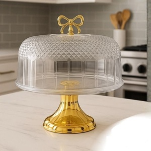 Soportes para pasteles de metal ecológicos con cubierta de cristal, soporte redondo de la mejor calidad para exhibir postres, para el hogar, bodas, cumpleaños. - Product Image 4