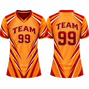 Maillot de sport unisexe à col en V sublimé de qualité supérieure, manches courtes, anti-humidité, 100 % polyester, pour adultes - Product Image 1