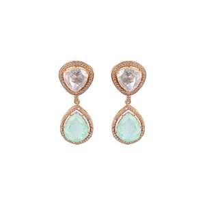 Collier en argent 925 Gajaah en forme de poire avec pierre verte et Polki Kundan | Bijoux ethniques plaqués or faits à la main, bijoux de mariée - Product Image 3