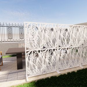 Free Standing W3.8Ft X H6Ft Metal Indoor/Outdoor Decorative <b>Privacy</b> Screen for Patio <b>Balcony</b> Indoor Dividers - Product Image 5