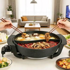 Olla Eléctrica de Gran Capacidad de 6L, 5 Niveles de Temperatura Ajustables, Antiadherente, Multifuncional, Placas Calientes para Fondue - Product Image 6