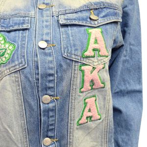 Blue Denim Jacket Women Embroidered Crest Jean Coat Button Front Long Sleeve Casual Fashion Outerwear Stylish Daily Wear Apparel - Product Image 6