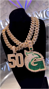 Collier tendance en alliage plaqué or 18 carats, motif géométrique dauphin et faucon, style hip-hop cubain, idéal pour les fêtes - Vente en gros - Product Image 5