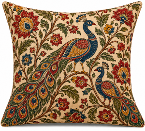 Housse de coussin carrée moderne en coton tissé tufté à motif floral et oiseaux, faite à la main, amovible, lavable, personnalisable, OEM, vente en gros - Product Image 2