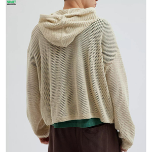 Cardigan d'été léger et respirant en maille ouverte pour homme, avec fermeture éclair, style décontracté - Product Image 5