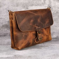 Tas Selempang Pria Kulit Asli Vintage Berkualitas Premium, Rantai Bergaris, Mewah, Tahan Lama, Ringan, Berkualitas Tinggi, dengan Kancing, untuk Laptop