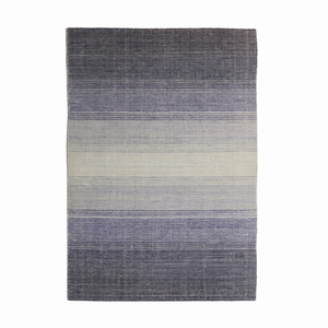 Alfombra de Lana Moderna con Rayas, Tejida a Mano, Ecológica, Antideslizante, de Pelo Grueso, con Degradado Gris Contemporáneo, Hecha a Mano - Product Image 1