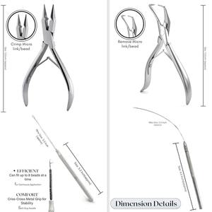 Kit de herramientas profesionales para extensiones de cabello, hecho de acero inoxidable de alta calidad, juego de alicates para microanillos con aguja de gancho y estuche de almacenamiento. - Product Image 4