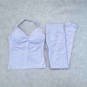 OEM Hot Sell Gym Workout Sport Bra Top Yoga Activewear 3-Piece Set Breathable Backless Scoop Neck Adjusted Straps Spandex/Nylon - Product Image 6