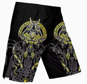 Shorts MMA imprimés samouraï pour hommes, séchage rapide, taille élastique, taille mi-haute, 100 % polyester, imprimé numérique à motifs - Product Image 3