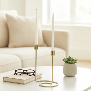 Support à bougies décoratif en métal finition or de haute qualité à double bras pour la maison, le salon, la table de mariage à prix avantageux - Product Image 6