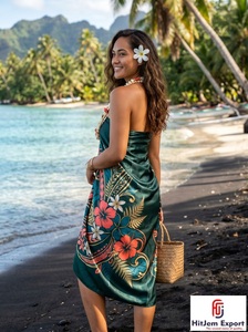 Pareo Hawaiano Polinesio, Sarong Tejido con Diseño Floral, Ligero, para Playa, Ropa de Verano para Niños, Tela Personalizada OEM ODM - Product Image 3
