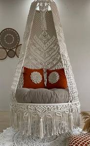 Macrame Swing, <b>Cushioned</b> Hanging <b>Chair</b>, Hängesessel, Swing <b>Chair</b>, Macrame <b>Rocking</b> Swing - Product Image 3