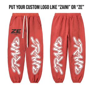 Pantalones Deportivos para Hombre ZAINI, 400 GSM, Felpa de Algodón Premium, Color Rojo Ladrillo, Ecológicos, Transpirables, Ligeros, con Cierre de Cordón, OEM ODM - Product Image 1