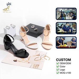 Sandales à bride cheville basiques OEM/ODM, talon carré 5 cm, en PU satiné, chaussures pour femmes, usine de chaussures du Vietnam - Product Image 6