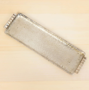 Classic Aluminum metal Rectangle Tray Top Quality Handmade <b>Hammered</b> Designing Silver Finishing Cupcake & Candies Serving Tray - Product Image 1