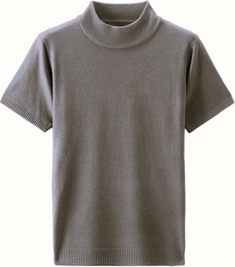 Pull à col roulé pour homme, tricoté, manches courtes, coton respirant de haute qualité, vêtements décontractés pour homme - Product Image 4