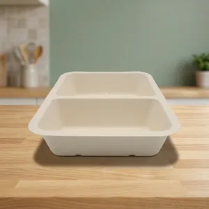 High Demand Disposable 2CP Snack Tray Compostable <b>Pulp</b> Moulded Food Container for Snacks Street Food and Catering Services - Product Image 2