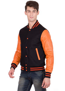 Chaqueta universitaria de poliéster con logotipo personalizado al por mayor para hombre, tipo bomber, con cierre de botones, bolsillos y letras estilo Letterman, para béisbol. - Product Image 5